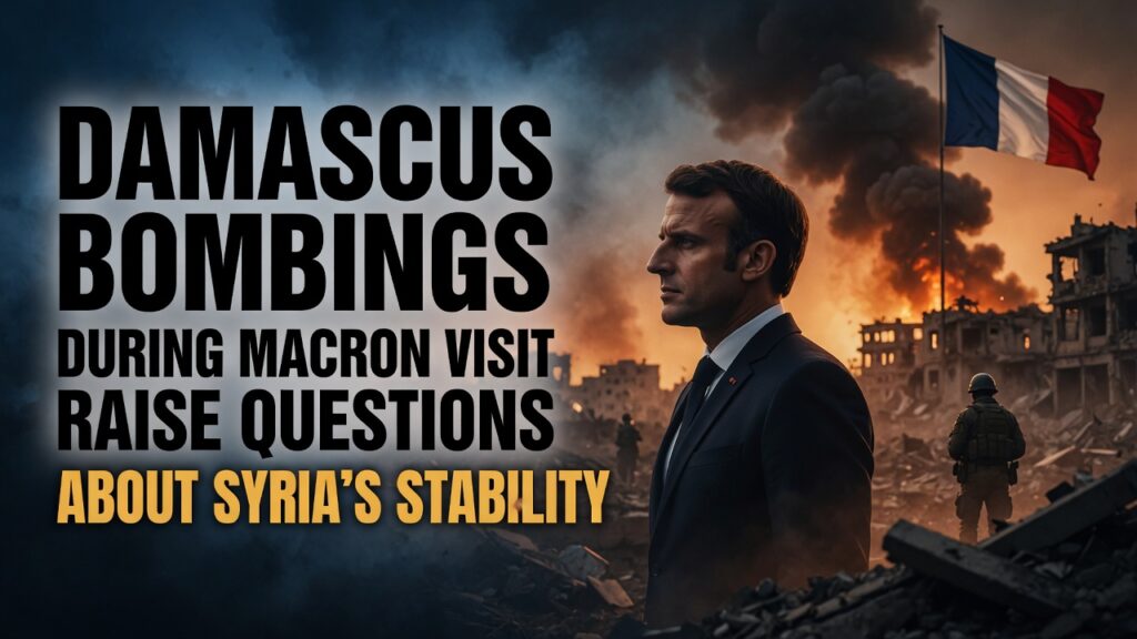 Damascus bombings Macron Syria visit